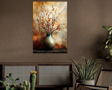 Keramische vaas met oranje bessen van Imperial Art House