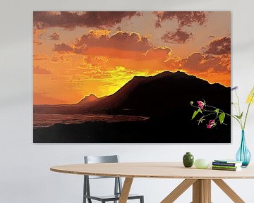 Zonsondergang in Betty's Bay in Zuid-Afrika gemengde techniek van Werner Lehmann
