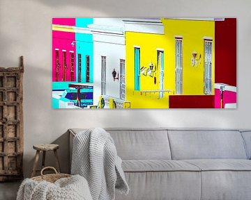 kleurrijke huizen in Bo Kaap Zuid-Afrika mixed media van Werner Lehmann