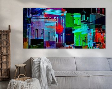 kleurrijke huizen in Bo Kaap Zuid-Afrika mixed media van Werner Lehmann