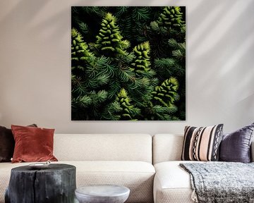 Donkergroen sparrentakkenpatroon van Vythryd Arts