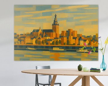 Zicht op de Stad – Geometrisch Rivierpanorama van But First Framing