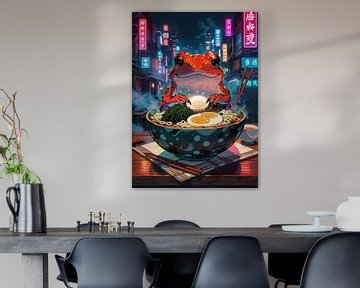 Red Frog Inside Ramen Bowl by MIROKKU