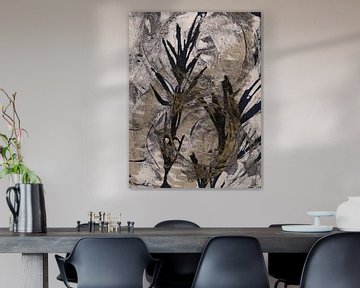 Minimal Botanische Collage in Beige en Grijs van Dina Dankers
