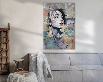 Vrouw met Abstracte Achtergrond van Kunst Kriebels