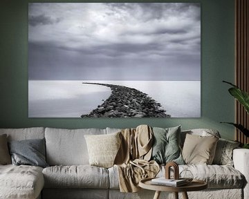 Stormwolken boven een dam in het IJsselmeer van Sjoerd van der Wal Fotografie