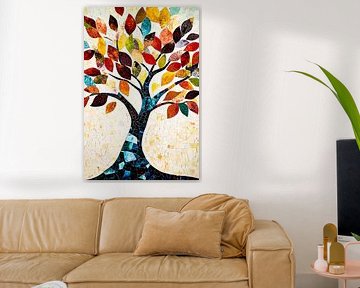 Colourful mosaic-style tree
