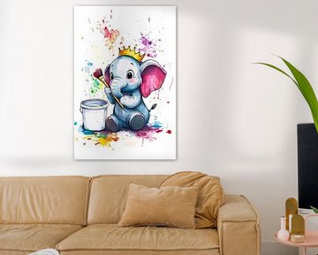 Schattige babyolifant met kleuren van Imperial Art House