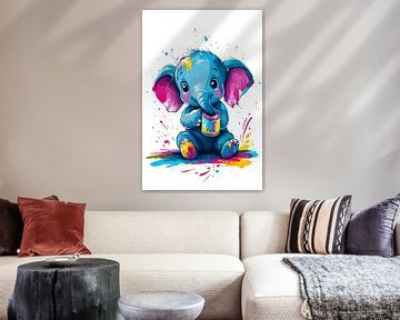 Schattige olifant met verfspetters van Imperial Art House