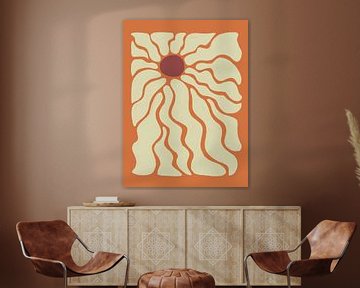 70s geinspireerde bloemenkunst in gesatureerd oranje van The Art Kroep