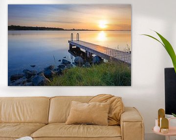 Zwemsteiger aan het Veerse Meer bij zonsondergang van Sugar_bee_photography