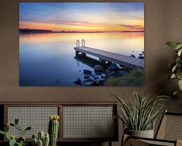 Zwemsteiger aan het Veerse Meer bij zonsondergang van Sugar_bee_photography