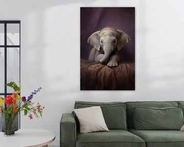 Baby elephant in purple spheres by Brigitta Meijer