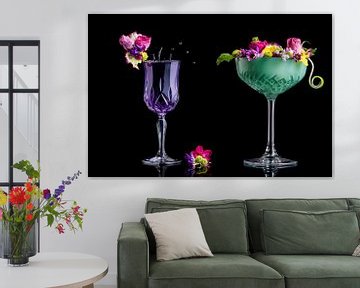 groene en paarse cocktail, green and purple drinks van Corrine Ponsen