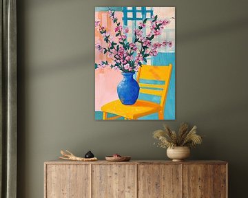 Blossom light - Pink cherry blossoms in a blue vase