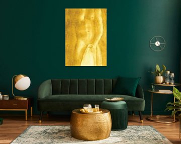 Naakte man met handdoek pastel vrolijk geel van Krista Kitsz Art