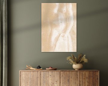 Naakte man met handdoek pastel honing van Krista Kitsz Art