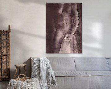 Naakte man met handdoek amethist van Krista Kitsz Art
