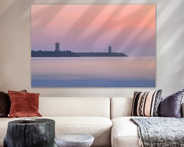 Zonsondergang Scheveningen Vuurtorens van Caroline Guerain