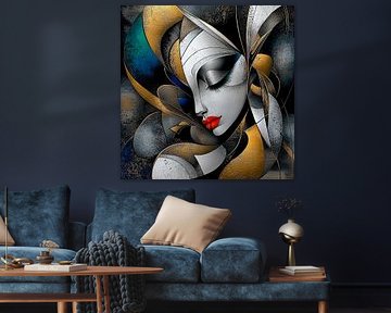 Abstract cubist portrait