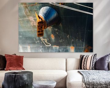 Een verweerde boeg in de haven van scheepskijkerhavenfotografie