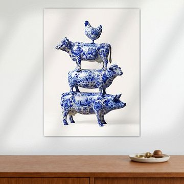 Farm animals delft blue by Jessica Berendsen