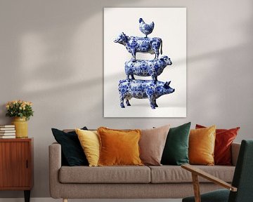 Boerderijdieren delftsblauw van Jessica Berendsen