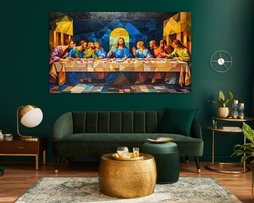 Het laatste avondmaal kubisme kleurrijk panorama van TheXclusive Art