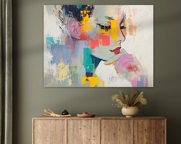 Vrouw Met Kleuren | Vrouw Abstract van Blikvanger Schilderijen