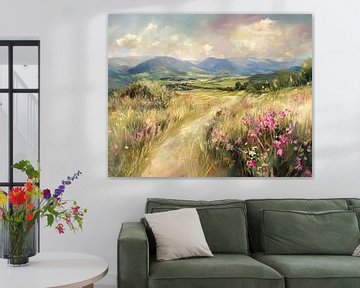 Glooiend Platteland van Abstract Schilderij
