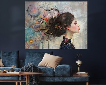 Vrouwenaanzicht | Timeless Nature Dance van Abstract Schilderij