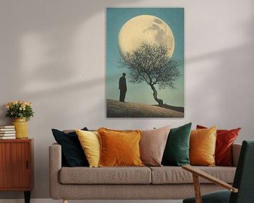Ontmoeting onder de boom - Minimalistische vintage illustratie van Niklas Maximilian