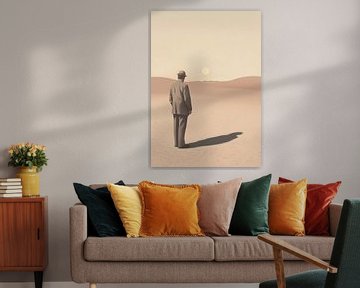 De man in de woestijn - Surrealistische retroscène van Niklas Maximilian