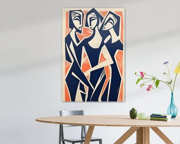 Three beautiful sisters | Cubist digital woodcut by Frank Daske | Foto & Design