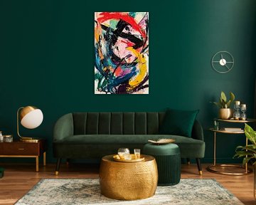 Dessin abstrait dynamique et coloré sur Imperial Art House