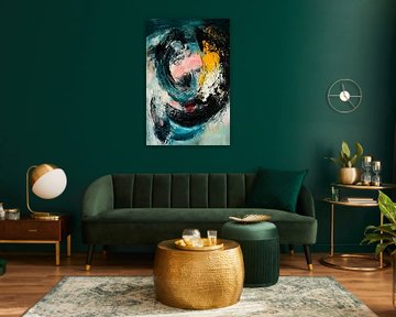 Abstract painting with colourful movement