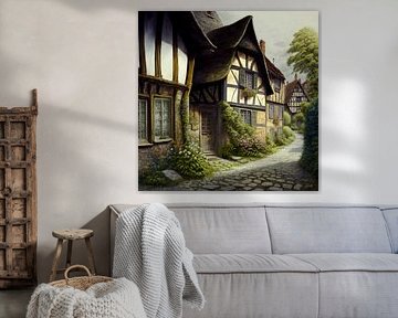 English village half-timbered houses idyllic tranquillity picturesque by gm_designs