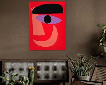 Abstract zelfportret van de schilder in rood van Frank Daske | Foto & Design
