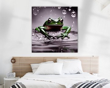 Grenouille verte Eau goutte amphibie Gros plan nature