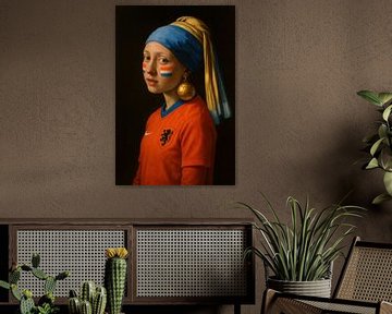 Het meisje met de parel - Voetbal ontmoet Vermeer van Poster Art Shop