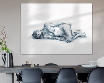 Esquisse d'une femme nue allongée