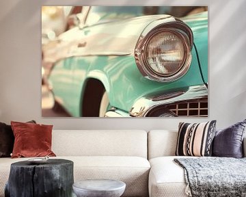 Oude turquoise Amerikaanse auto van Philippe HUGONNARD