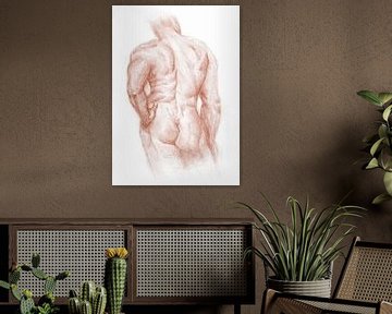 Sketch Man Nude back view terra by Krista Kitsz Art