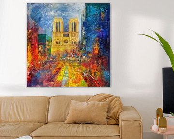 Colourful Notre-Dame of Paris abstract by TheXclusive Art