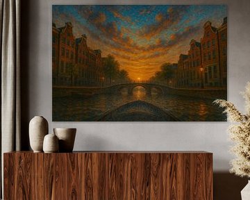 Zonsondergang boven de Amsterdamse Grachten – Romantiek in de Stad van But First Framing