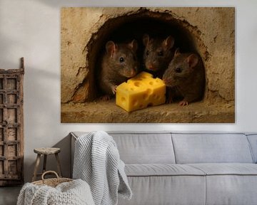 Kaasmoment in het hol – drie muizen op een missie van But First Framing