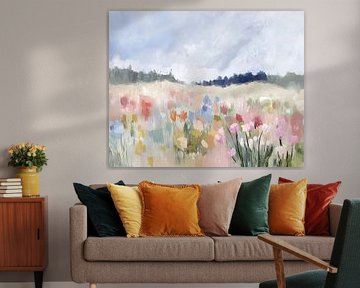 Canvas of Nature's Colors van Abstract Schilderij