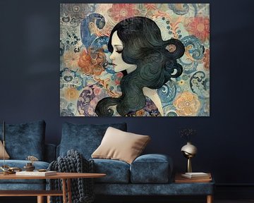 Vrouwenportret van Abstract Schilderij