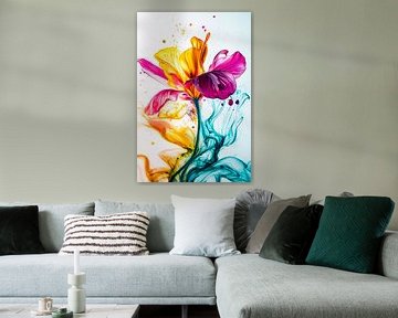 Kleurrijke abstracte bloem in inkt van Art & Soul Creations