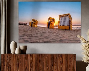 Beach chairs in the sunset light by cux-motive.de
